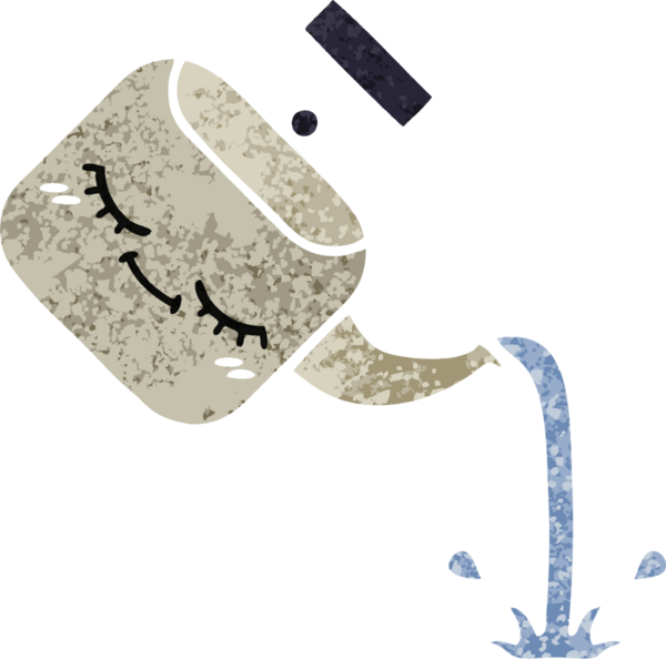 Bir insan tarafından çizilmiş bir çaydanlığın retro çizim tarzı karikatürü