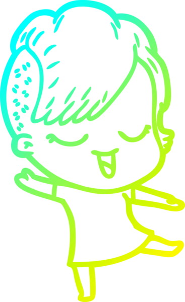 Bir insan tarafından çizilmiş mutlu çizgi film kızı çizimi.