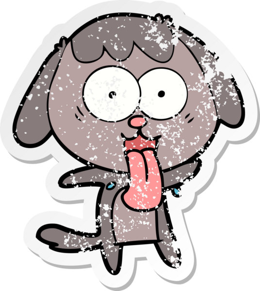 Bir insan tarafından çizilmiş şirin bir köpeğin sıkıntılı çıkartması.