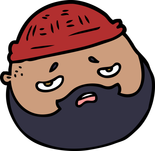 Bir insan tarafından çizilmiş sakallı bir erkek yüzü.