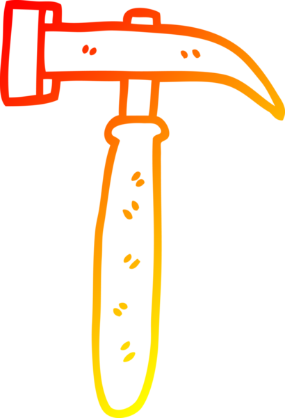 Bir insan tarafından çizilmiş karikatür çekicin sıcak eğimli çizgisi.