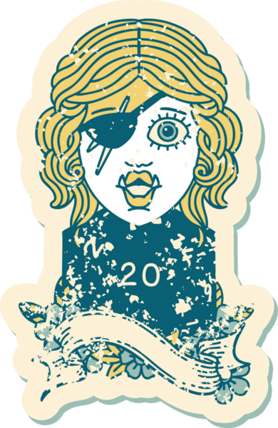 Retro Dövme Biçimli Ork karakteri bir insan tarafından çizilmiş 20 zar ile