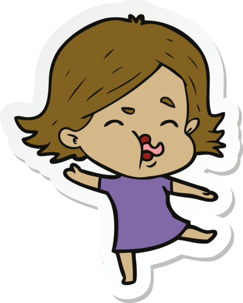 Bir insan tarafından çizilmiş bir karikatür kızının çıkartması.