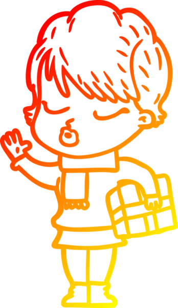 Bir insan tarafından çizilmiş gözleri olan çizgi film kadını çizimi.