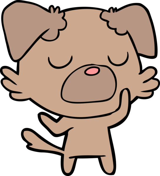 Bir insan tarafından çizilmiş çizgi film köpeği.