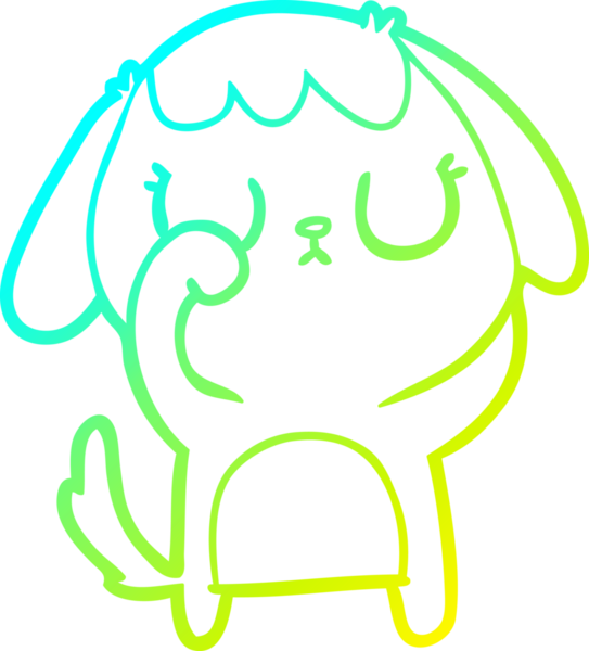 Bir insan tarafından çizilmiş şirin bir çizgi köpeğin soğuk gradyan çizgisi.