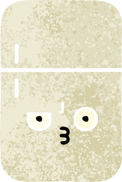 Bir insan tarafından çizilmiş buzdolabının retro çizim tarzı karikatürü.