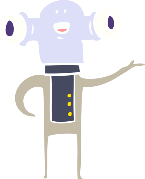 Bir insan tarafından çizilmiş düz renk çizgi film uzaylı jesti.