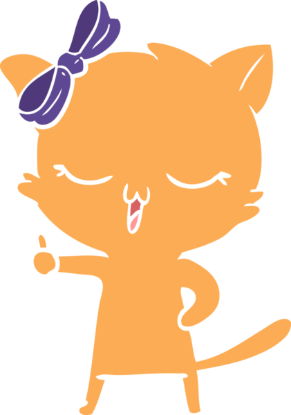 Bir insan tarafından çizilmiş düz renkli çizgi film kedisi.