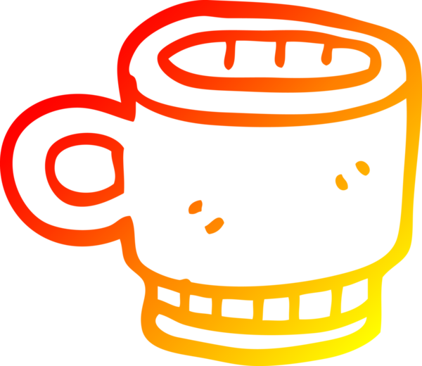 Bir insan tarafından çizilmiş bir kahve fincanının sıcak çizgi çizimi