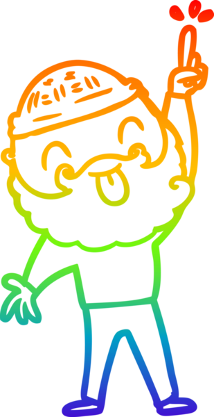 Gökkuşağı gradyan çizgisi sakallı bir adamın bir insan tarafından çizilmiş dili.