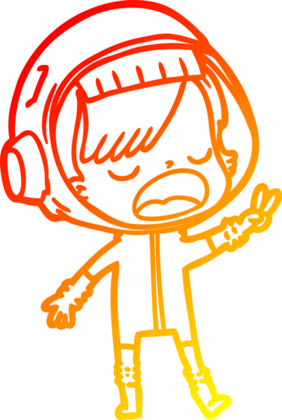 Bir insan tarafından çizilen barış işaretini veren bir astronotun sıcak çizgi çizimi