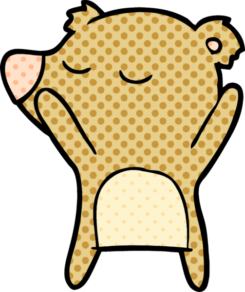 Bir insan tarafından çizilmiş mutlu çizgi film ayısı.