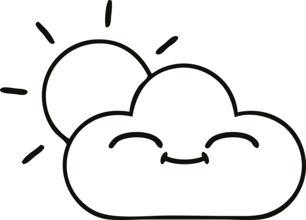 Bir insan tarafından çizilmiş fırtına bulutu ve güneş çizimleri.