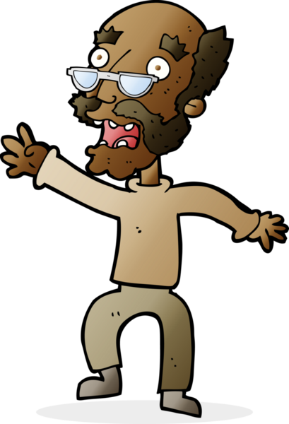 Çizgi film bir insan tarafından çizilmiş korkmuş yaşlı bir adam.