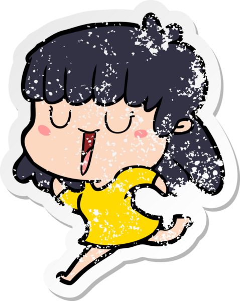 Bir insan tarafından çizilmiş karikatür bir kadının sıkıntılı çıkartması.