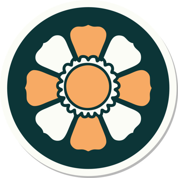 Bir insan tarafından çizilmiş geleneksel bir çiçek stiliyle dövme çıkartması.