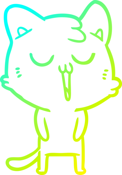 Bir insan tarafından çizilmiş çizgi film kedisinin soğuk çizgi çizimi.