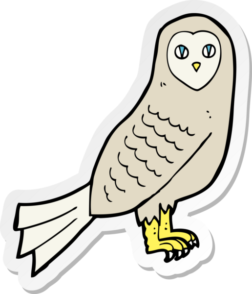 Bir insan tarafından çizilmiş bir baykuşun çıkartması.