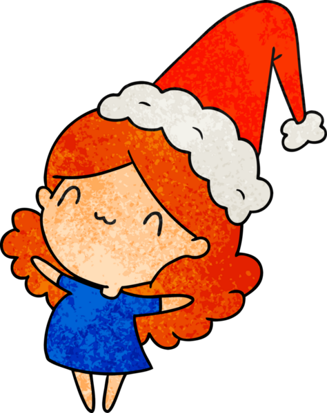 Bir insan tarafından çizilmiş kawai kızının el çizimi karikatürü.