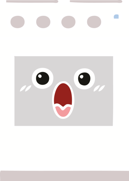 Bir insan tarafından çizilmiş mutfak fırınının düz renkli retro karikatürü