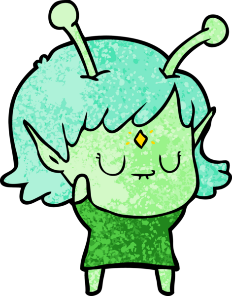 Bir insan tarafından çizilmiş uzaylı kız.