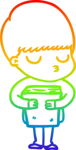 Gökkuşağı gradyan çizgi çizimi bir insan tarafından çizilmiş sakin bir çocuk