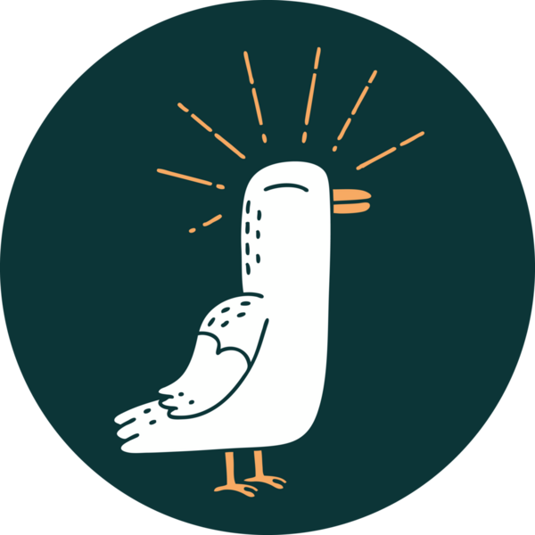 Bir insan tarafından çizilmiş dövme stili martı kuşunun simgesi