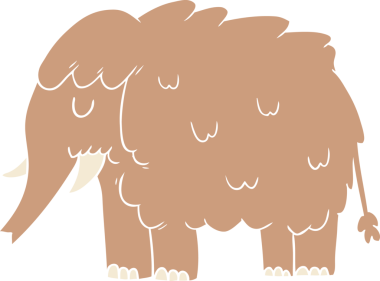 Bir insan tarafından çizilmiş düz renkli mamut.
