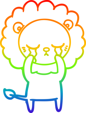 Gökkuşağı gradyan çizgisi bir insan tarafından çizilmiş ağlayan bir aslanın çizimi