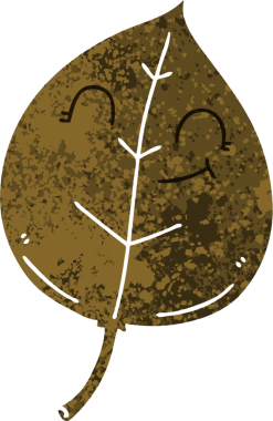 Bir insan tarafından çizilmiş garip çizim tarzı mutlu bir yaprak.