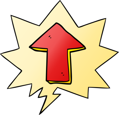 bir insan tarafından çizilmiş düzgün eğimli konuşma baloncuğu ile ok gösteren çizgi film