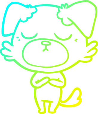 Bir insan tarafından çizilmiş şirin bir çizgi köpeğin soğuk gradyan çizgisi.