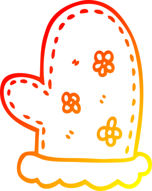 Bir insan tarafından çizilmiş fırın eldivenlerinin sıcak çizgi çizimi