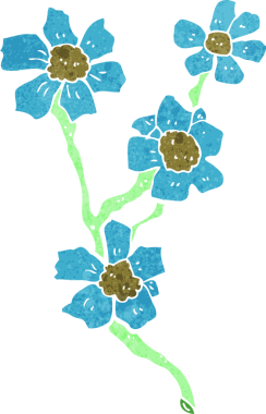 Bir insan tarafından çizilmiş karikatür çiçekleri