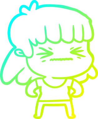 Bir insan tarafından çizilmiş kızgın bir kızın soğuk çizgi çizimi.