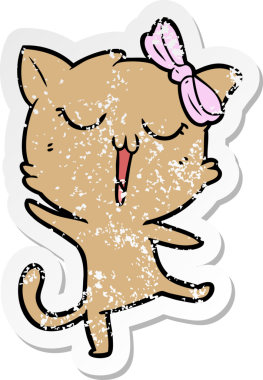 Bir insan tarafından çizilmiş karikatür bir kedinin sıkıntılı çıkartması.