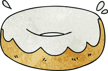 Bir insan tarafından çizilmiş garip bir karikatür buzlu çörek.