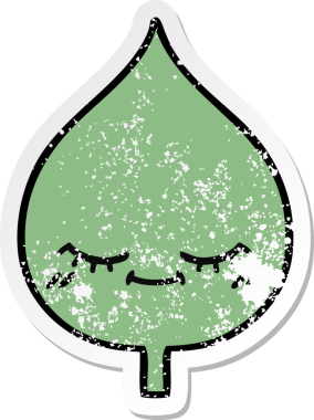 Sevimli bir çizgi film karakterinin sıkıntılı çıkartması. Bir insan tarafından çizilmiş ifade yaprağı.