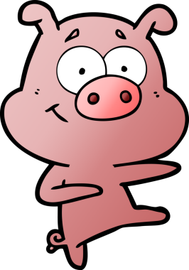 Bir insan tarafından çizilmiş çizgi film domuzu.