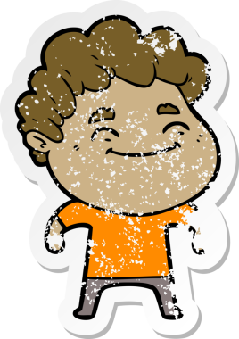 Bir insan tarafından çizilmiş, karikatür dostu bir adamın sıkıntılı çıkartması.