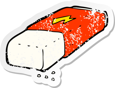 Bir insan tarafından çizilmiş karikatür kalem silgisinin gerilimli yapıştırması.