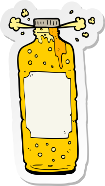 Bir insan tarafından çizilmiş gazlı içecek etiketi.