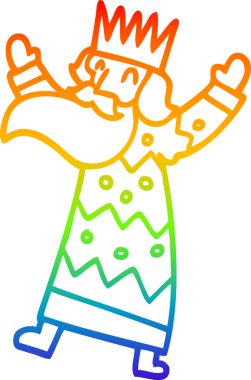 Gökkuşağı gradyan çizgi çizimi Bir insan tarafından çizilmiş neşeli bir kral