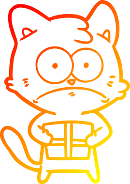 İnsan tarafından çizilmiş bir çizgi film kedisinin sıcak çizgi çizimi