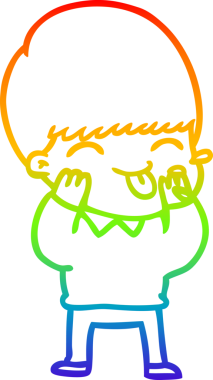 gökkuşağı gradyan çizgi çizimi bir insan tarafından çizilmiş ahududu üfleyen çizgi film çocuğu