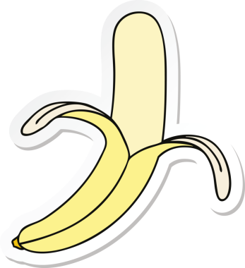 Bir insan tarafından çizilmiş tuhaf bir muzun çıkartması.