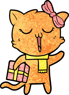 Bir insan tarafından çizilmiş çizgi film kedisi.