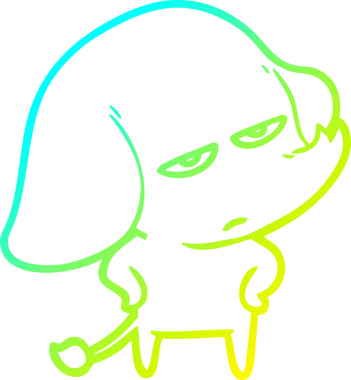 Bir insan tarafından çizilmiş soğuk bir çizgi film filinin çizimi.