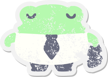 Bir insan tarafından çizilmiş önemli bir iş kurbağası grunge çıkartması.